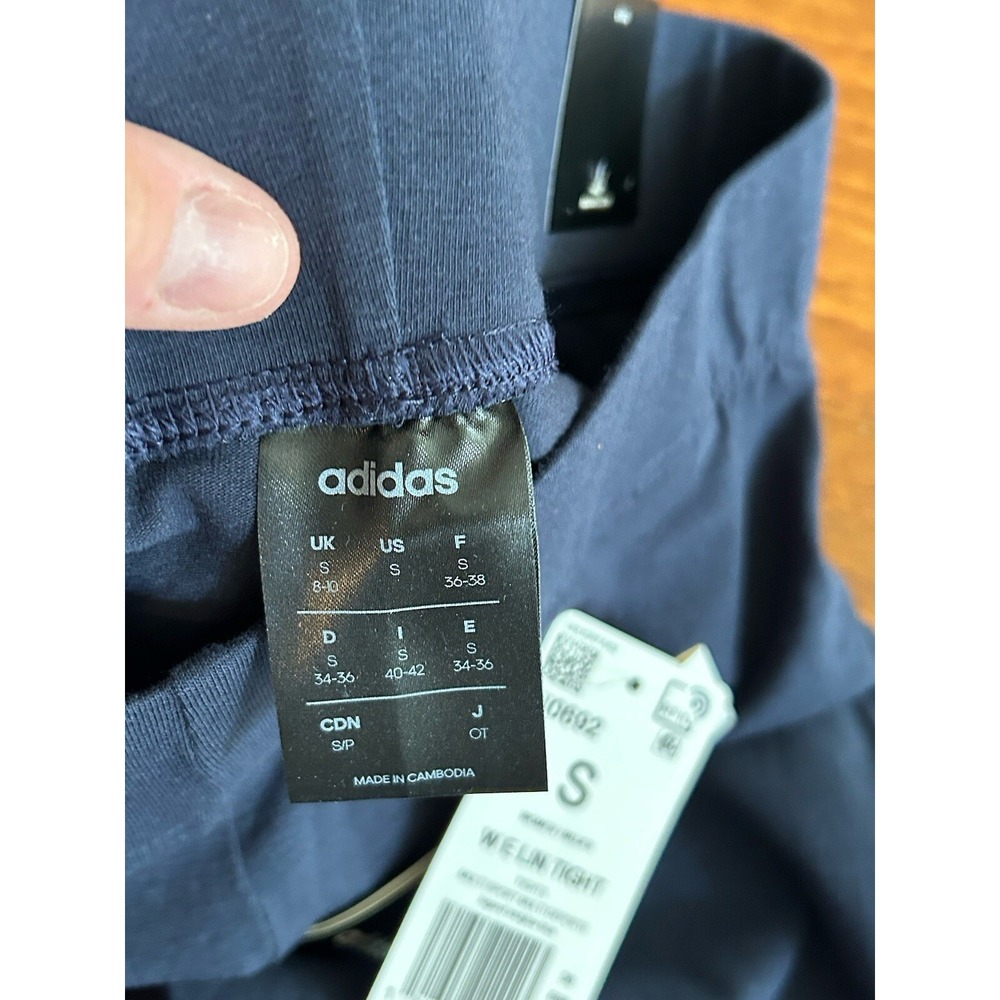 Adidas Womens S Fitted Legend Ink Blue Legging Tight Logo NWT - Picture 5 of 9
